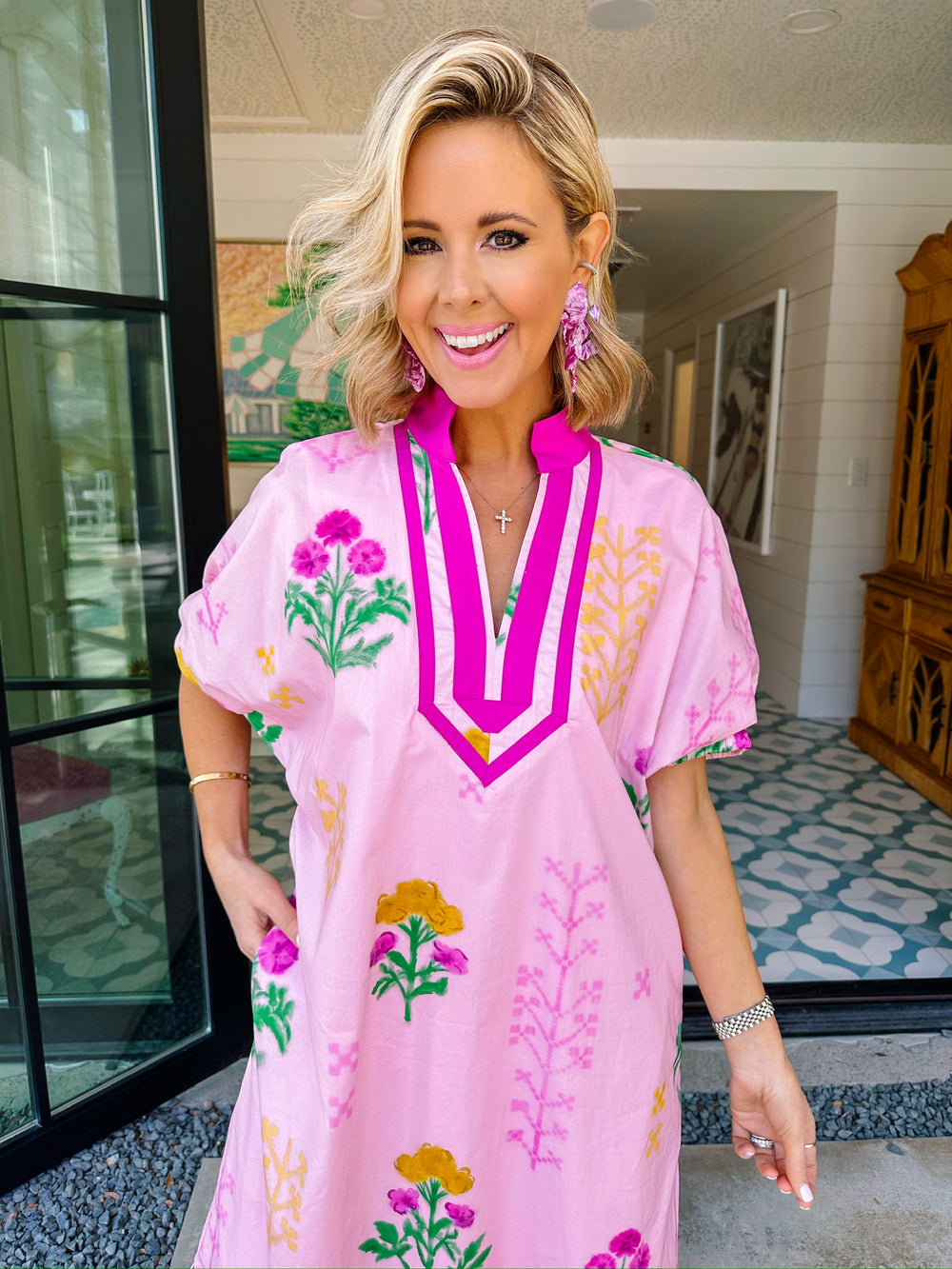 THE BLUSH BOTANICAL MIDI DRESS - PINK