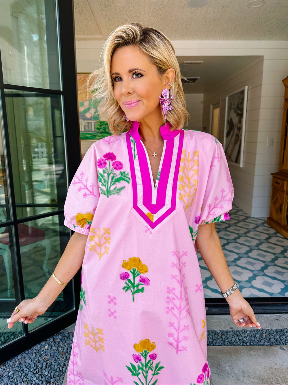 THE BLUSH BOTANICAL MIDI DRESS - PINK