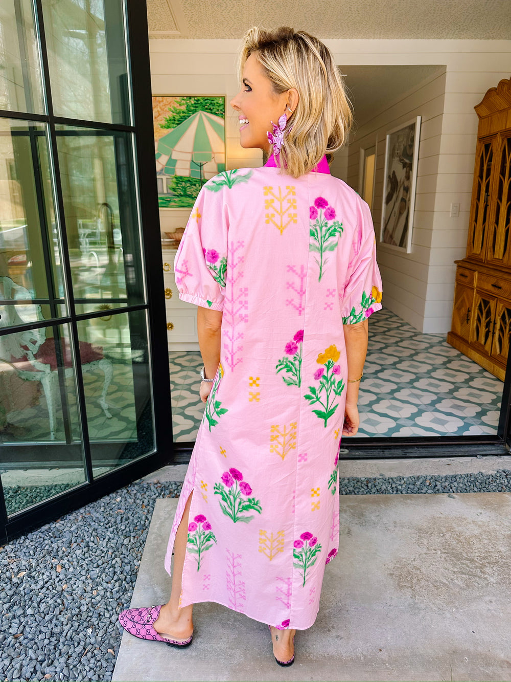 THE BLUSH BOTANICAL MIDI DRESS - PINK