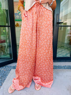 IZABEL PAISLEY WIDE LEG PANT - ORANGE