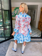 ALEXANDRA WHIMSICAL PAISLEY DRESS - BLUE