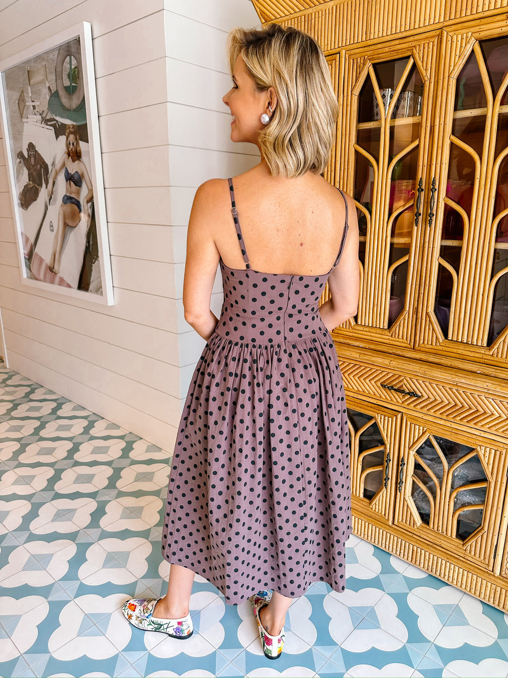 DOT A LOT ABOUT YOU MIDI DRESS - BROWN