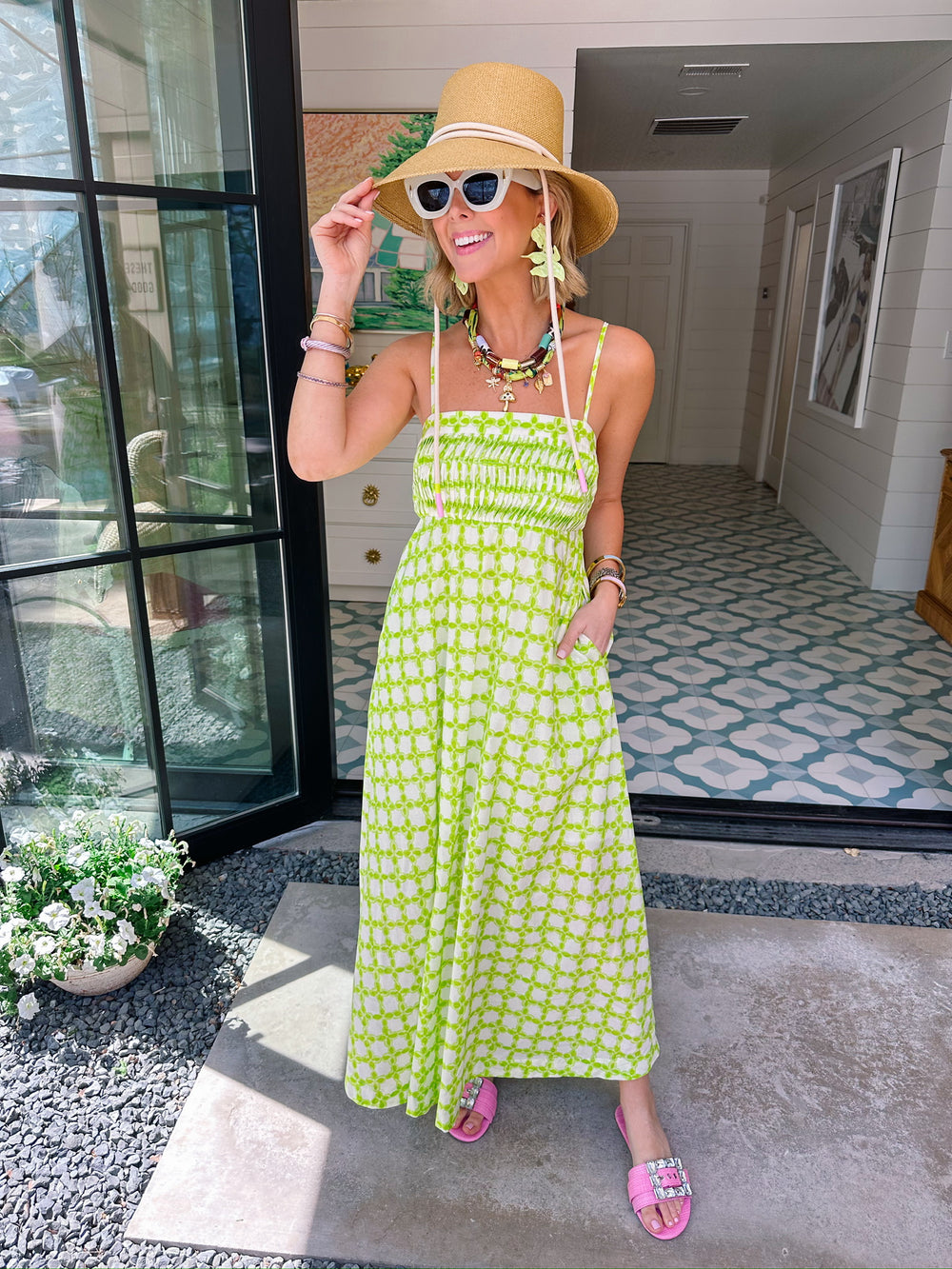 MEMORIES IN THE MAKING MIDI DRESS - CHARTREUSE