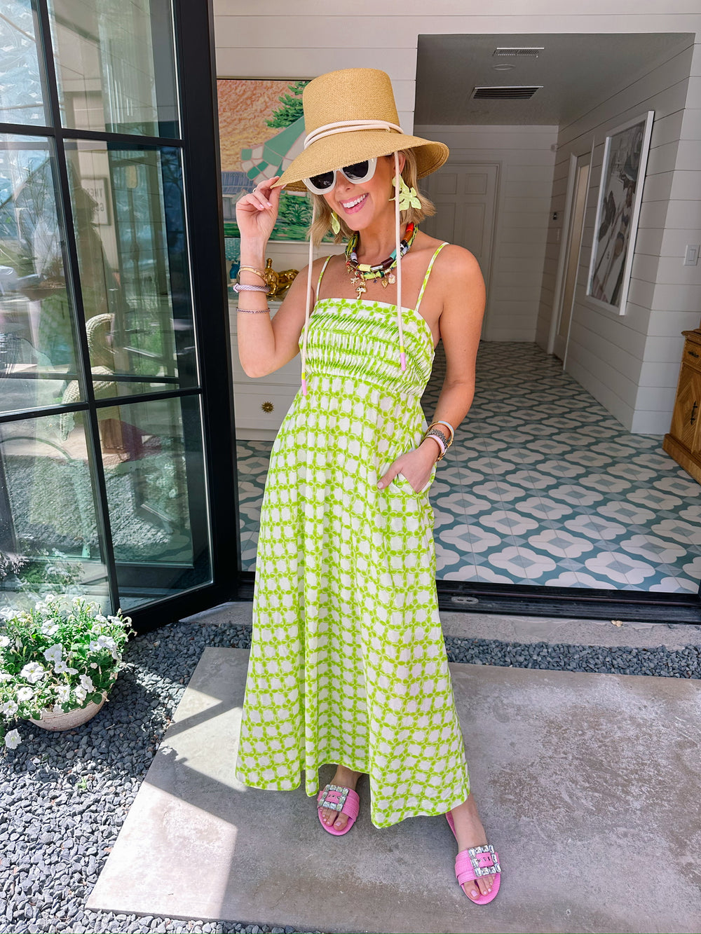 MEMORIES IN THE MAKING MIDI DRESS - CHARTREUSE
