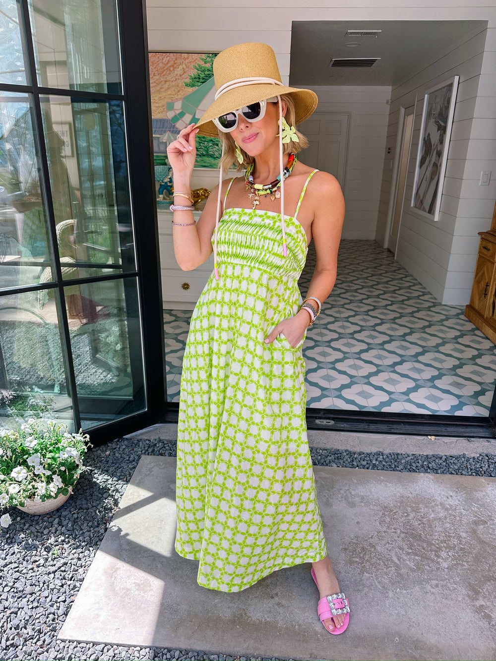 MEMORIES IN THE MAKING MIDI DRESS - CHARTREUSE