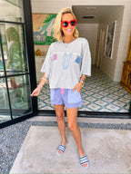 MINA MICRO GINGHAM SHORTS - BLUE