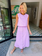 WEEKEND GETAWAY ZIPPER MIDI SKIRT SET - LAVENDER