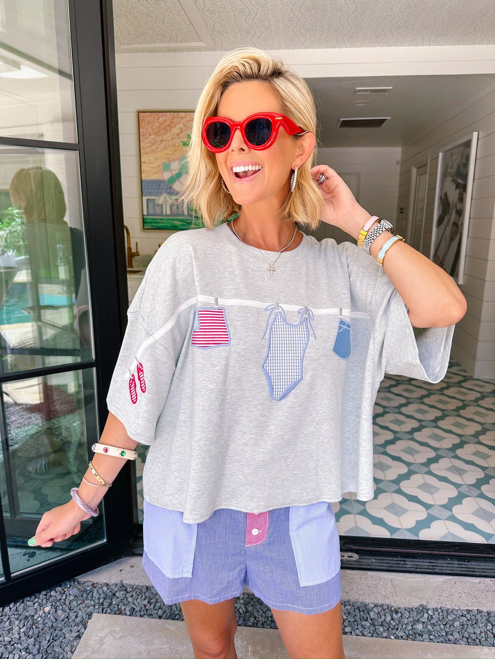 YOUR ALL AMERICAN SUMMER CLOTHESLINE TEE - GREY