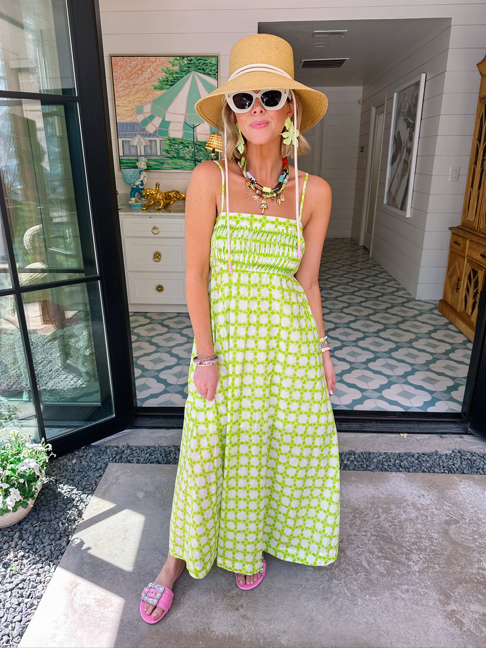 MEMORIES IN THE MAKING MIDI DRESS - CHARTREUSE