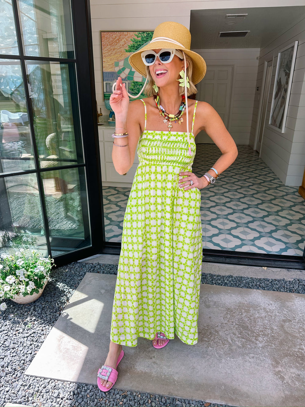 MEMORIES IN THE MAKING MIDI DRESS - CHARTREUSE