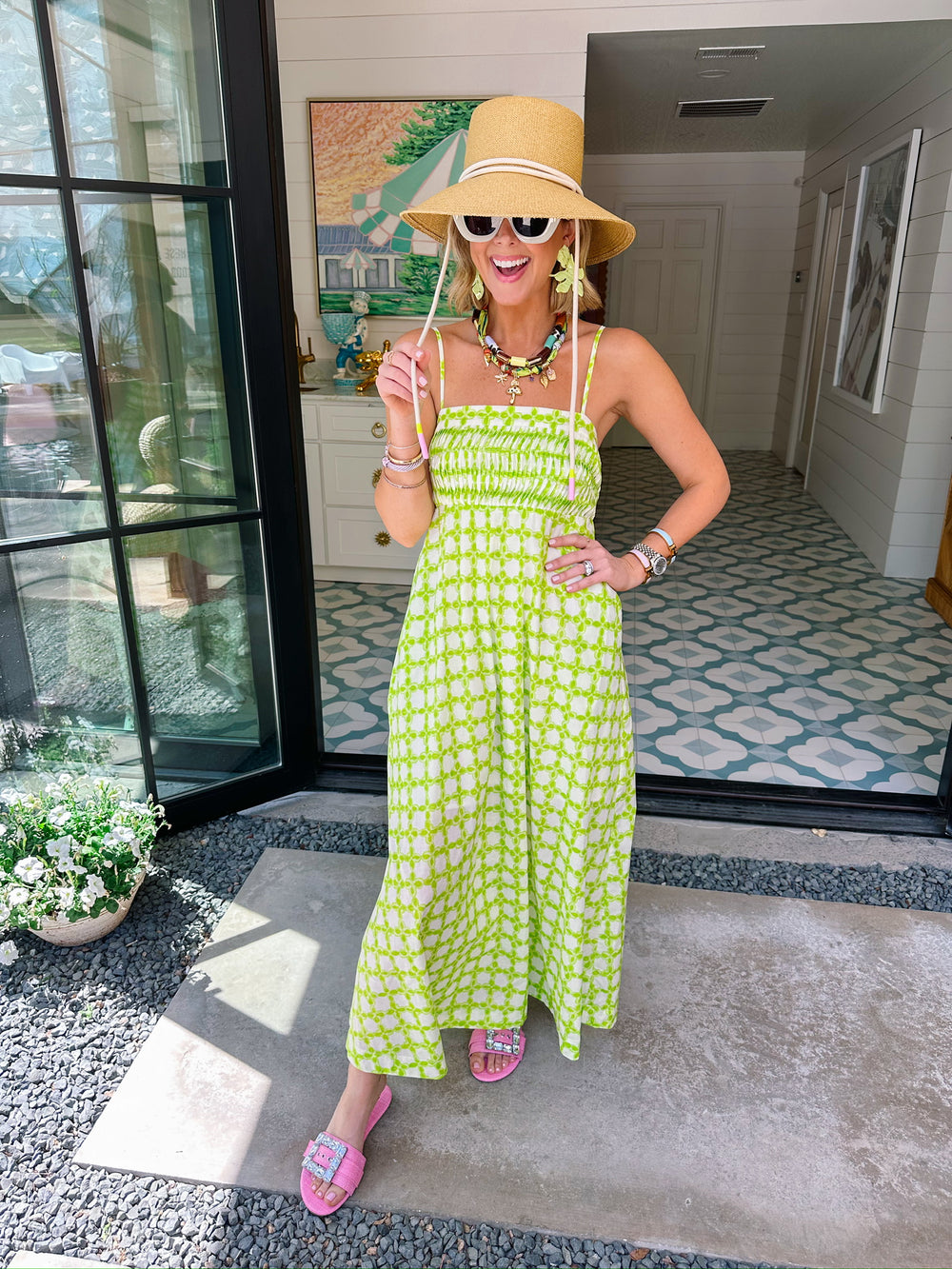 MEMORIES IN THE MAKING MIDI DRESS - CHARTREUSE
