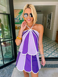 SUZIE SCALLOPED HALTER TOP SKIRT SET - PURPLE