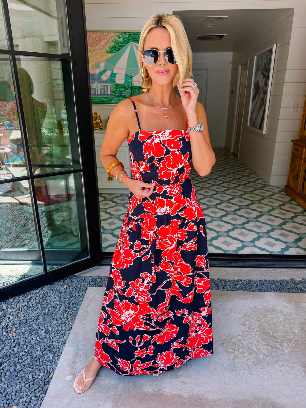 TRACE OF A MEMORY FLORAL MIDI SKIRT SET - BLACK/RED