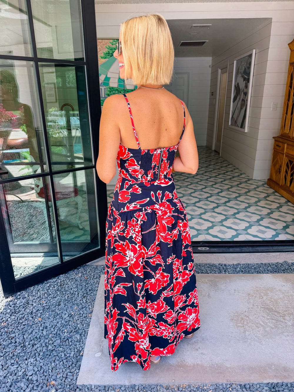 TRACE OF A MEMORY FLORAL MIDI SKIRT SET - BLACK/RED