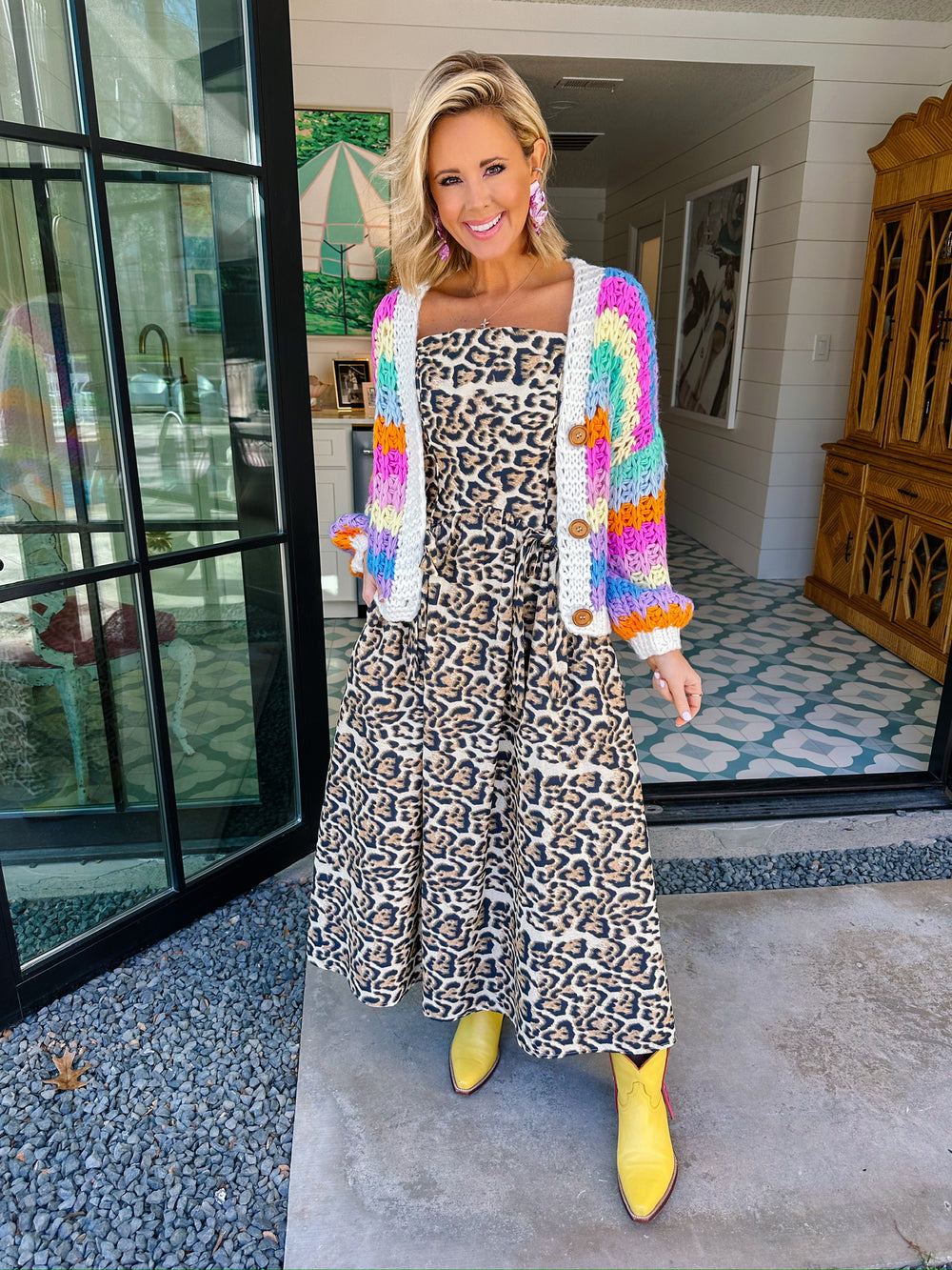 RIGHT ON CUE CHUNKY KNIT CARDIGAN - RAINBOW