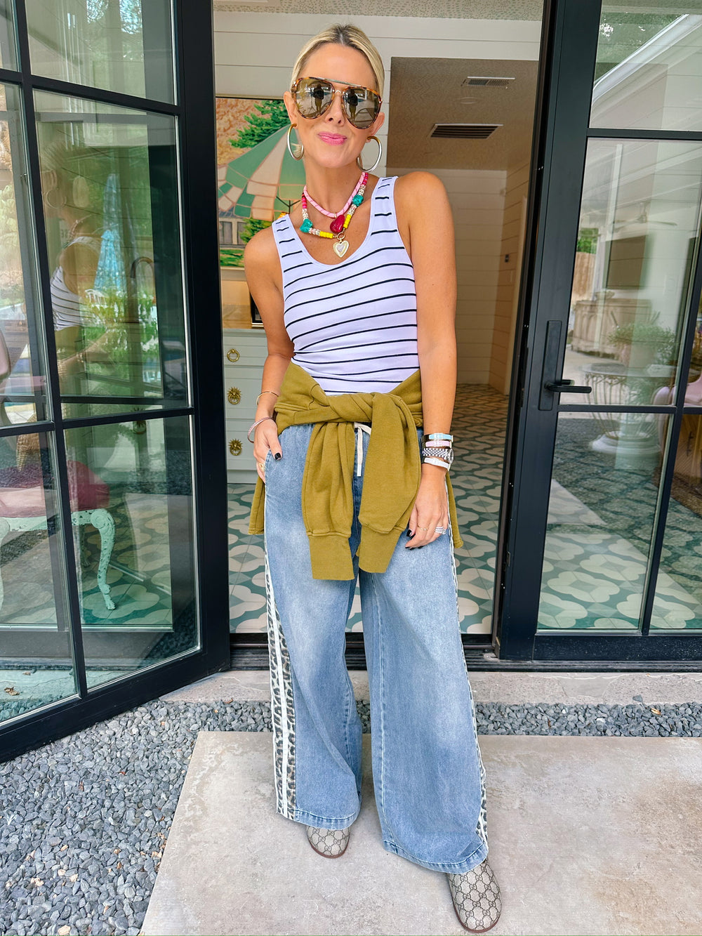 SPRINTING STRIPES TANK TOP - WHITE/BLACK