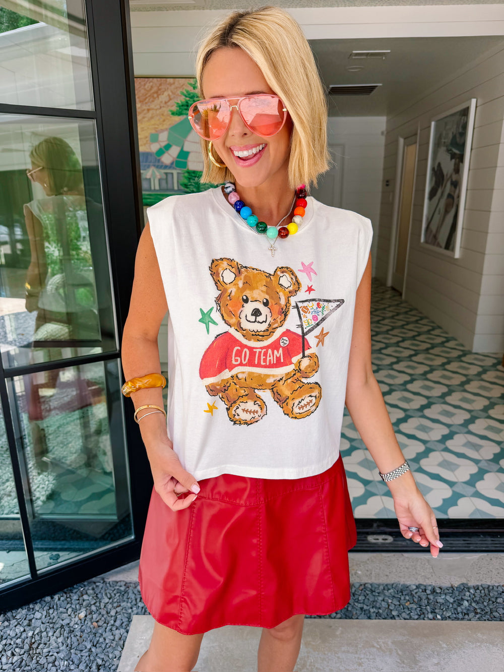 GO TEAM TEDDY MUSCLE TEE - IVORY