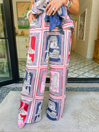 WORLD TOUR SILKY PANT SET - NAVY/PINK
