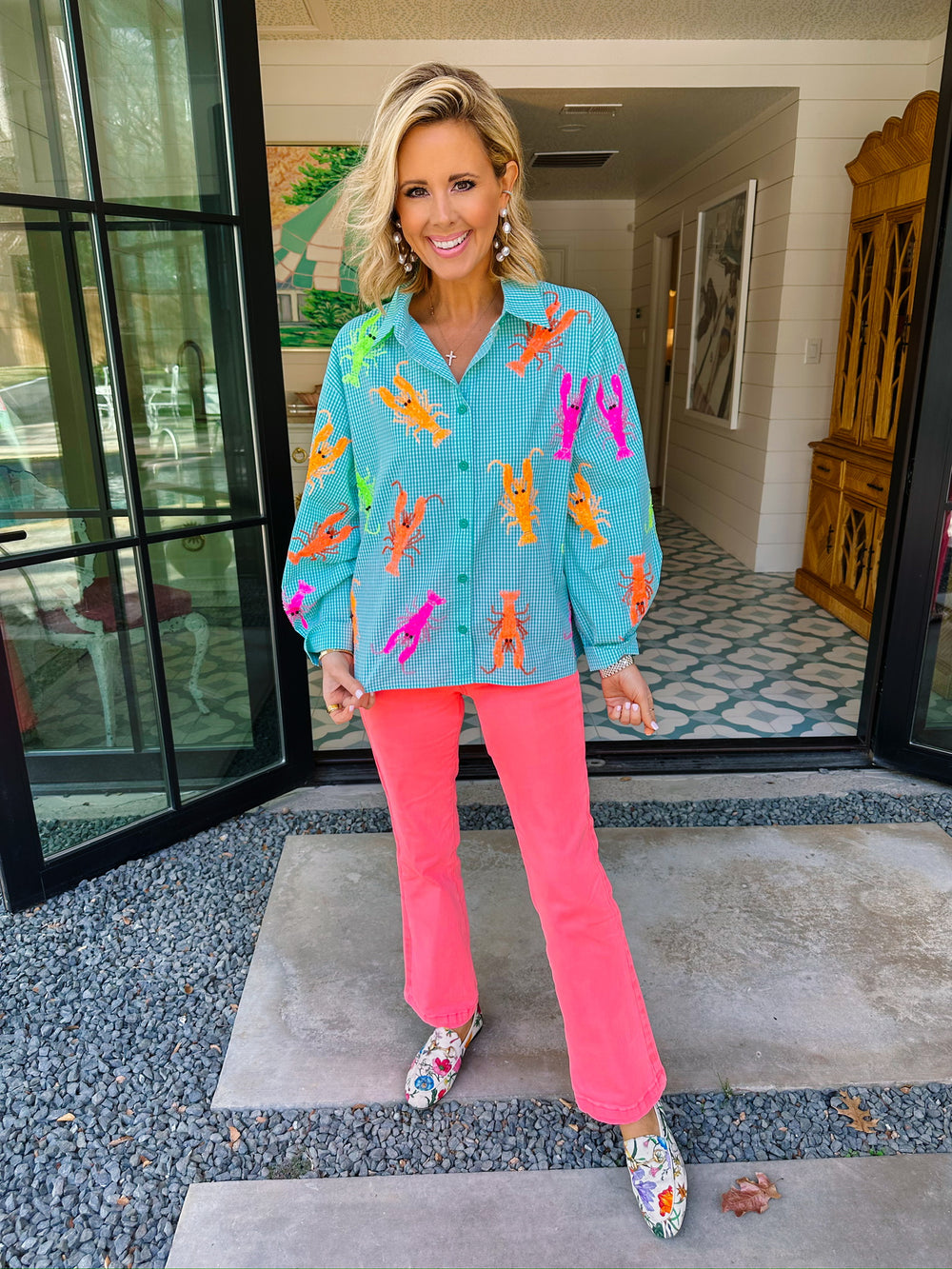 CORINNE HIGH RISE STRAIGHT JEANS - CORAL PINK