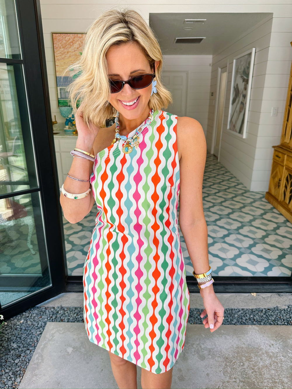 MARCIA GEOMETRIC ONE SHOULDER DRESS