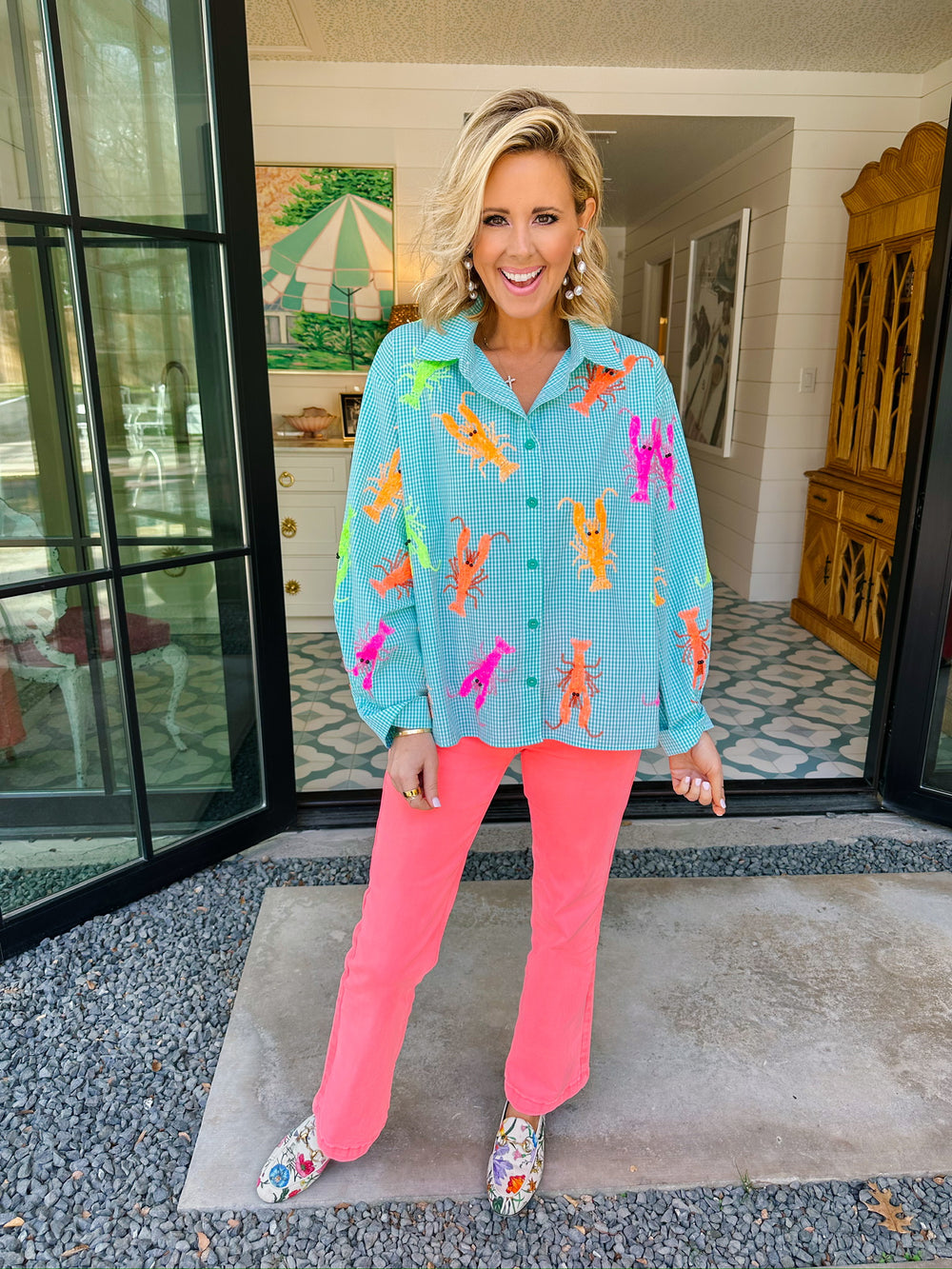 CORINNE HIGH RISE STRAIGHT JEANS - CORAL PINK