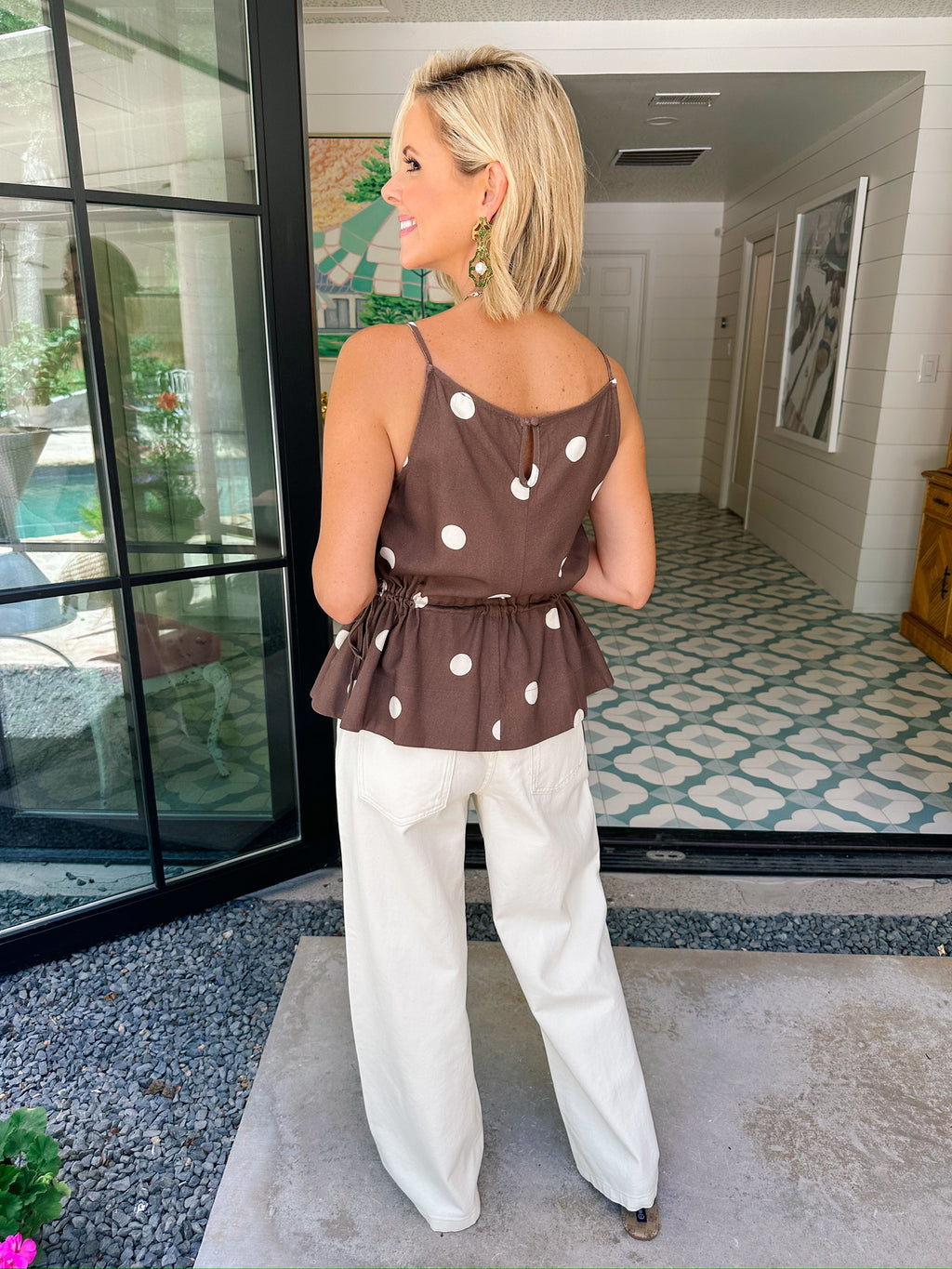 CAMMIE CUTOUT FLORAL STRAIGHT JEANS - CREAM