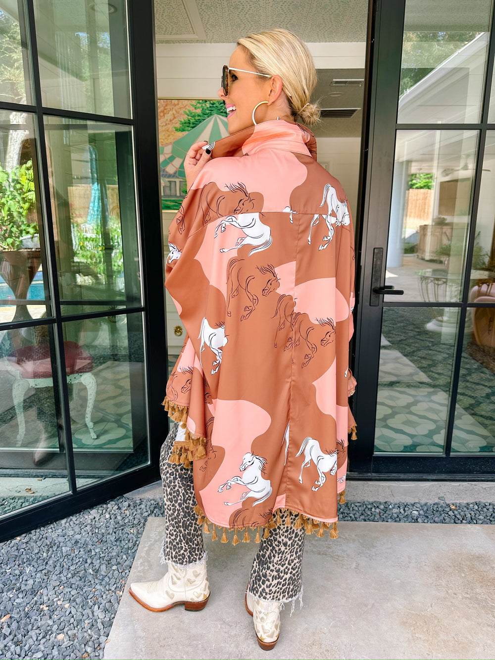 ON MY HIGH HORSE BUTTON UP TOP - BROWN