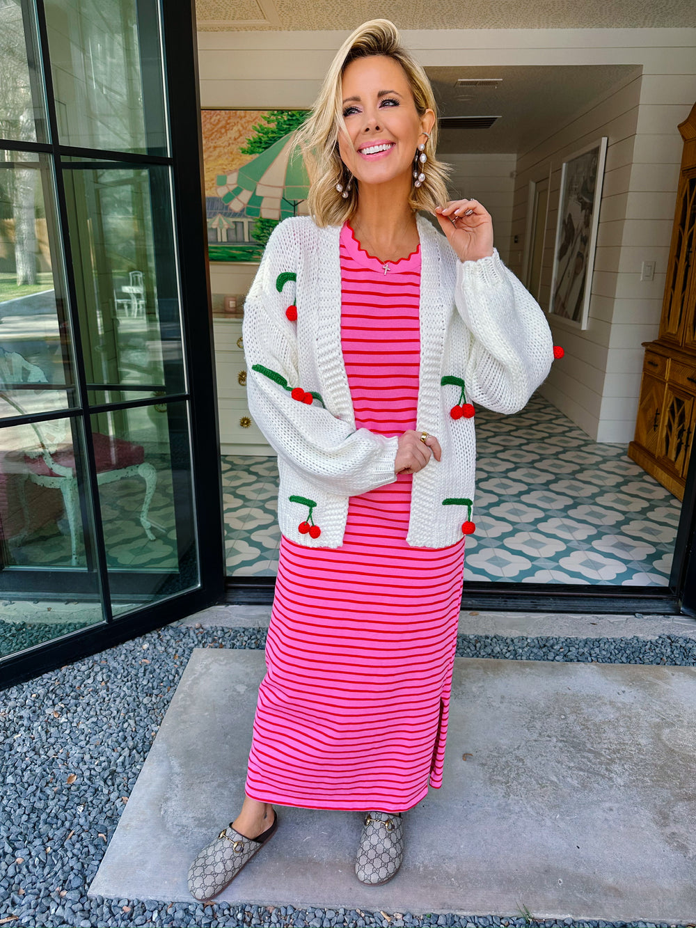 CHERRY ON TOP CARDIGAN - CREAM