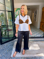 STEP INTO THE NIGHT LACE HEM PANTS - BLACK