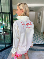 SAINT BARTH EMBROIDERED BUTTON UP TOP - YELLOW