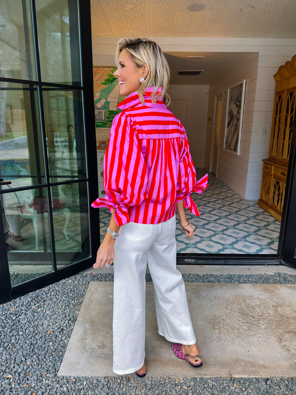 SYLVIE STRIPE TOP - RED