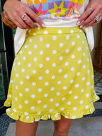 RORI RUFFLE POLKA DOT SKIRT - CHARTREUSE