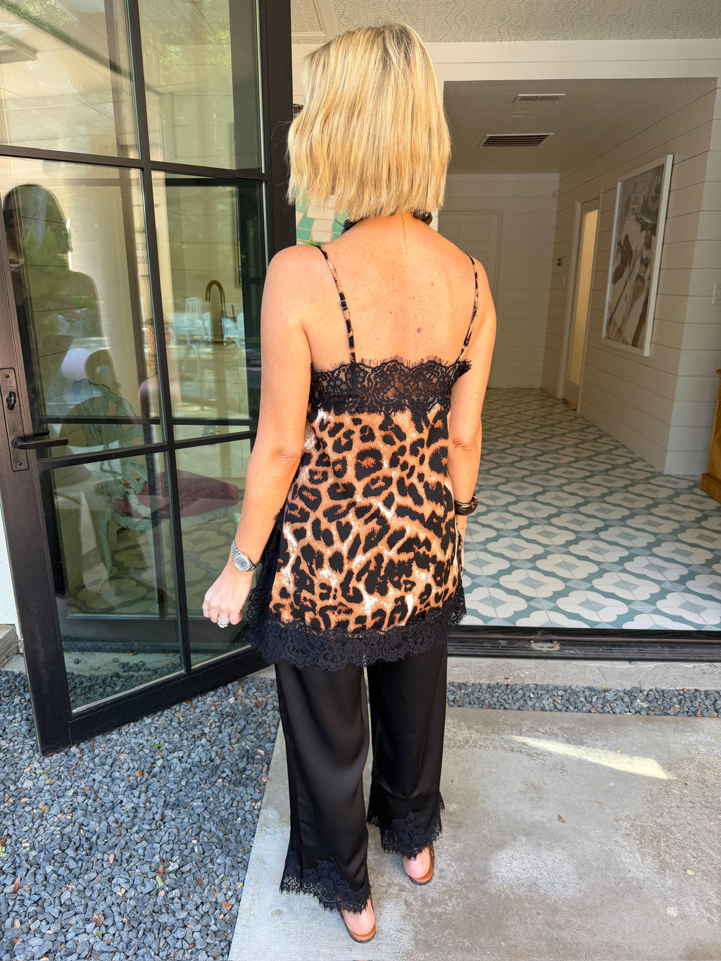 WILD ABOUT YOU LEOPARD LACE TRIM TOP
