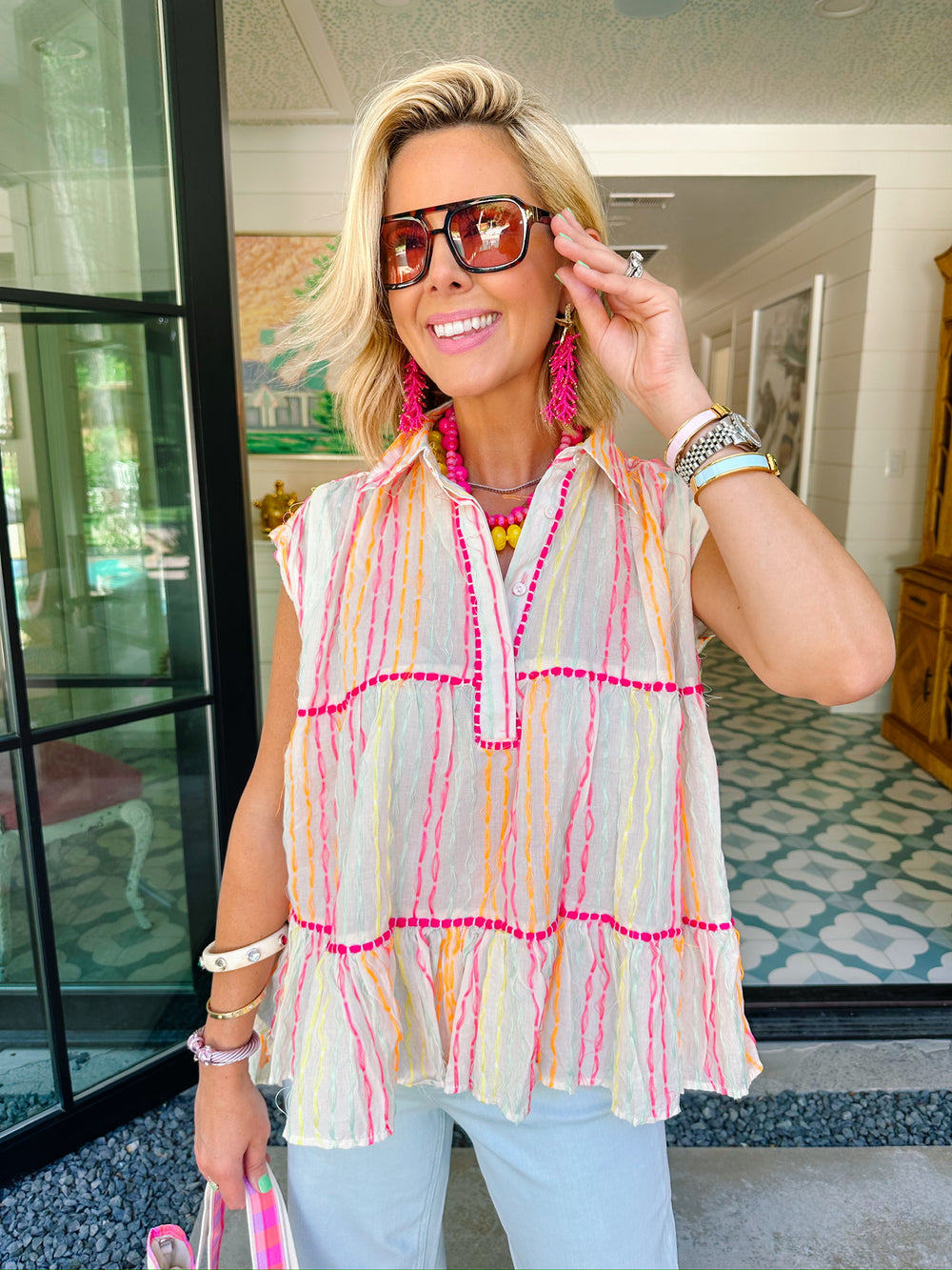 CAME TOGETHER STITCH STRIPE TOP