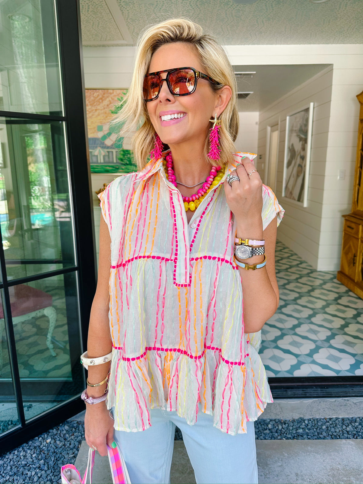 CAME TOGETHER STITCH STRIPE TOP