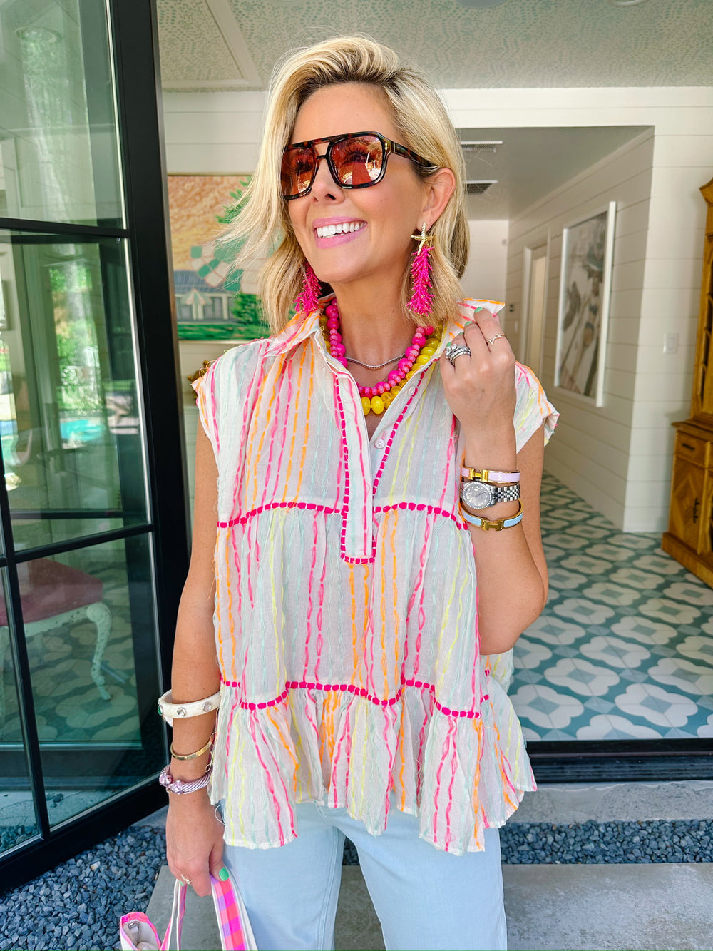 CAME TOGETHER STITCH STRIPE TOP
