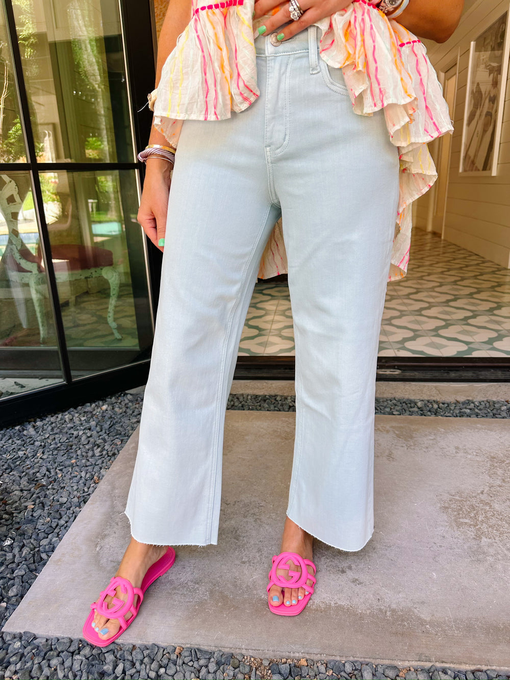 OLIVIA HIGH RISE WIDE LEG JEAN - BLUE SKY