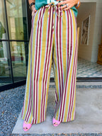 FIND YOUR WAY FORWARD STRIPE PANT SET - OLIVE