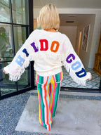 CHILD OF GOD FRINGE TRIM SWEATER - IVORY