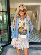 DELICATE FLORAL BLOOMS SKIRT - WHITE