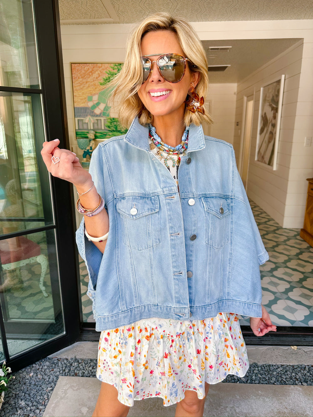 CLEO CAPE DENIM JACKET