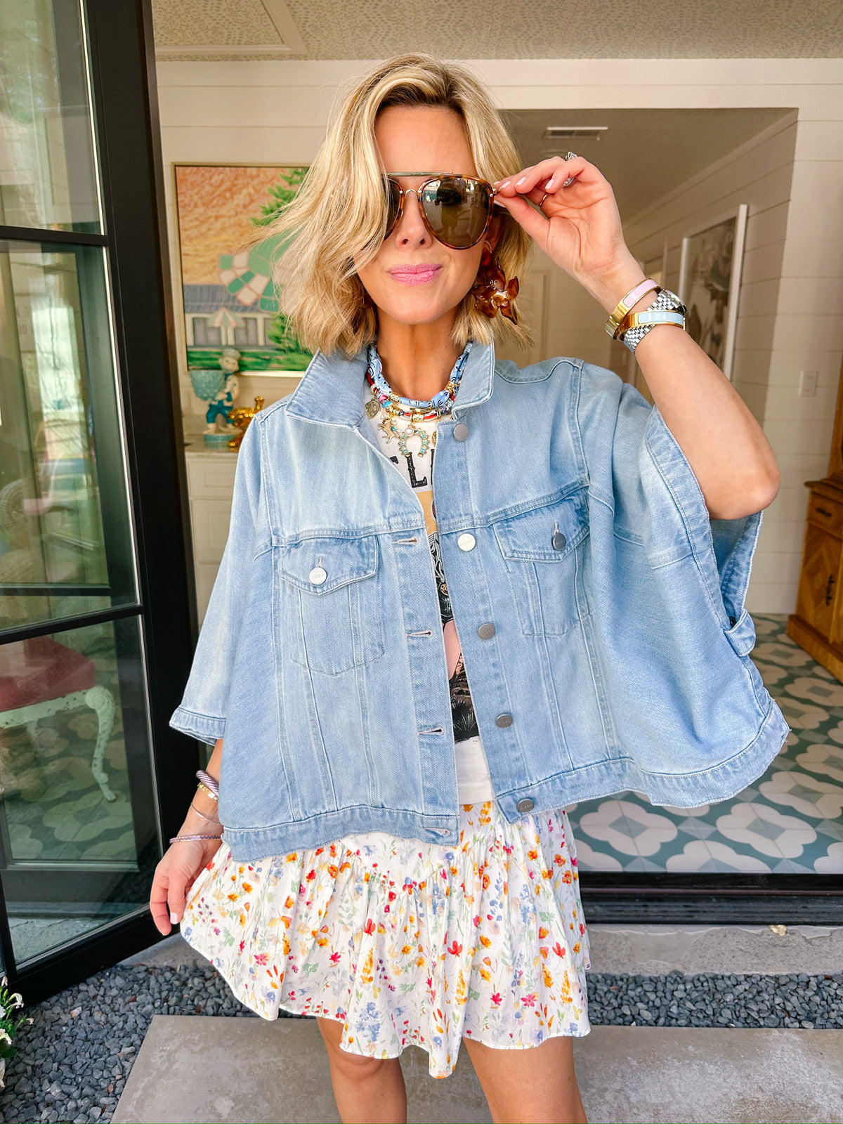 DELICATE FLORAL BLOOMS SKIRT - WHITE