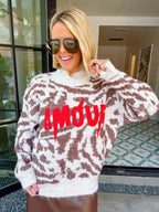 AMOUR TIGER MOCKNECK SWEATER - IVORY/BROWN