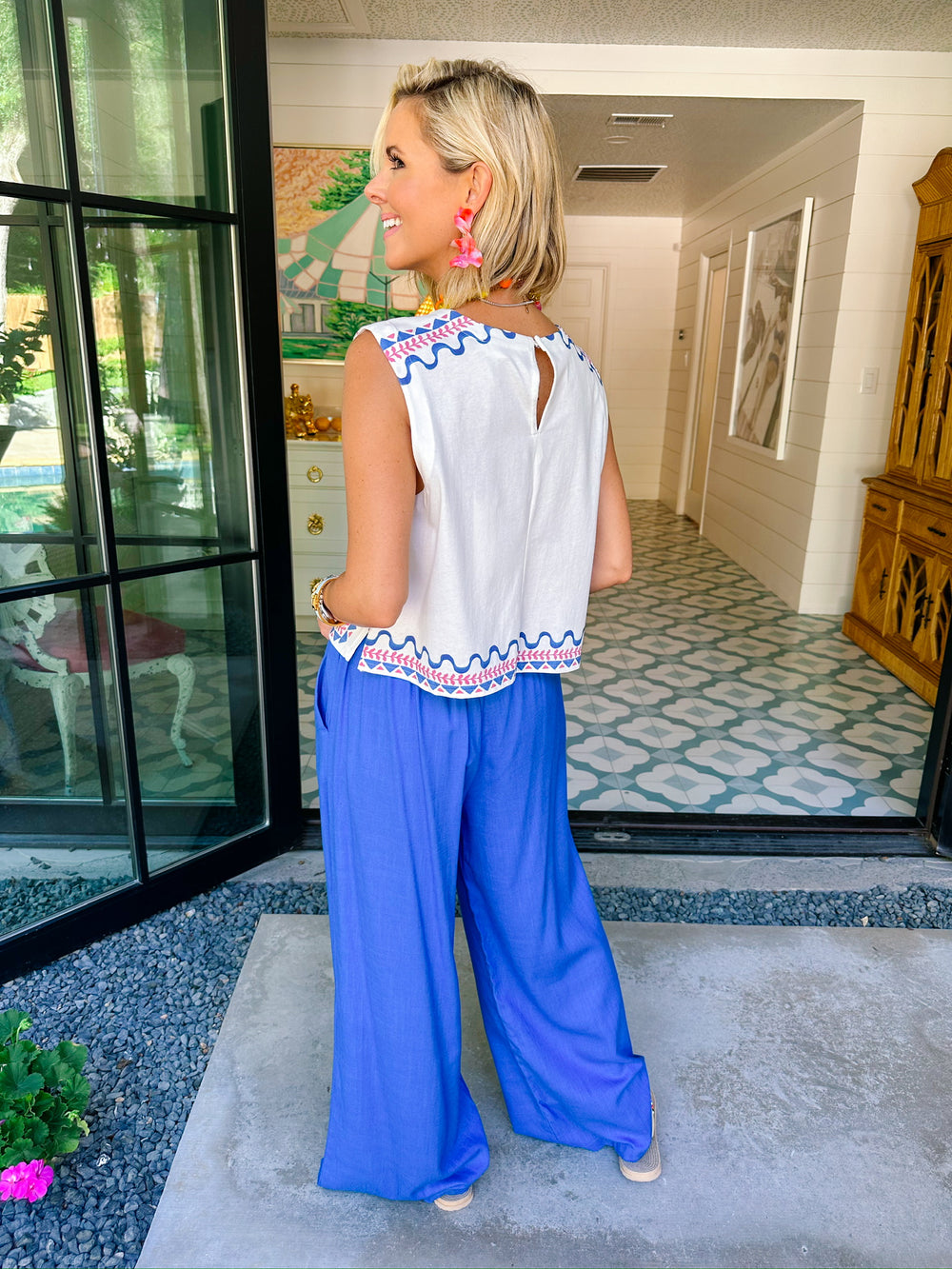 TROPICAL GETAWAY PANT SET - BLUE