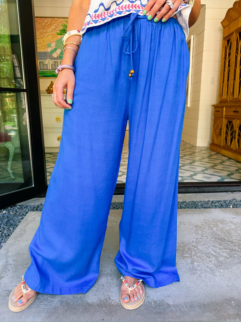 TROPICAL GETAWAY PANT SET - BLUE