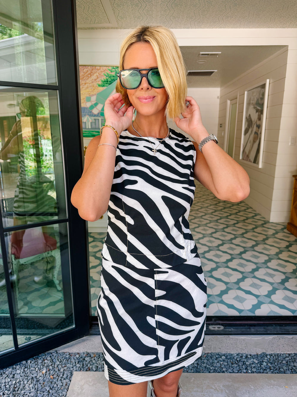 FOLLOW YOUR INSTINCT ZEBRA SKIRT SET - BLACK