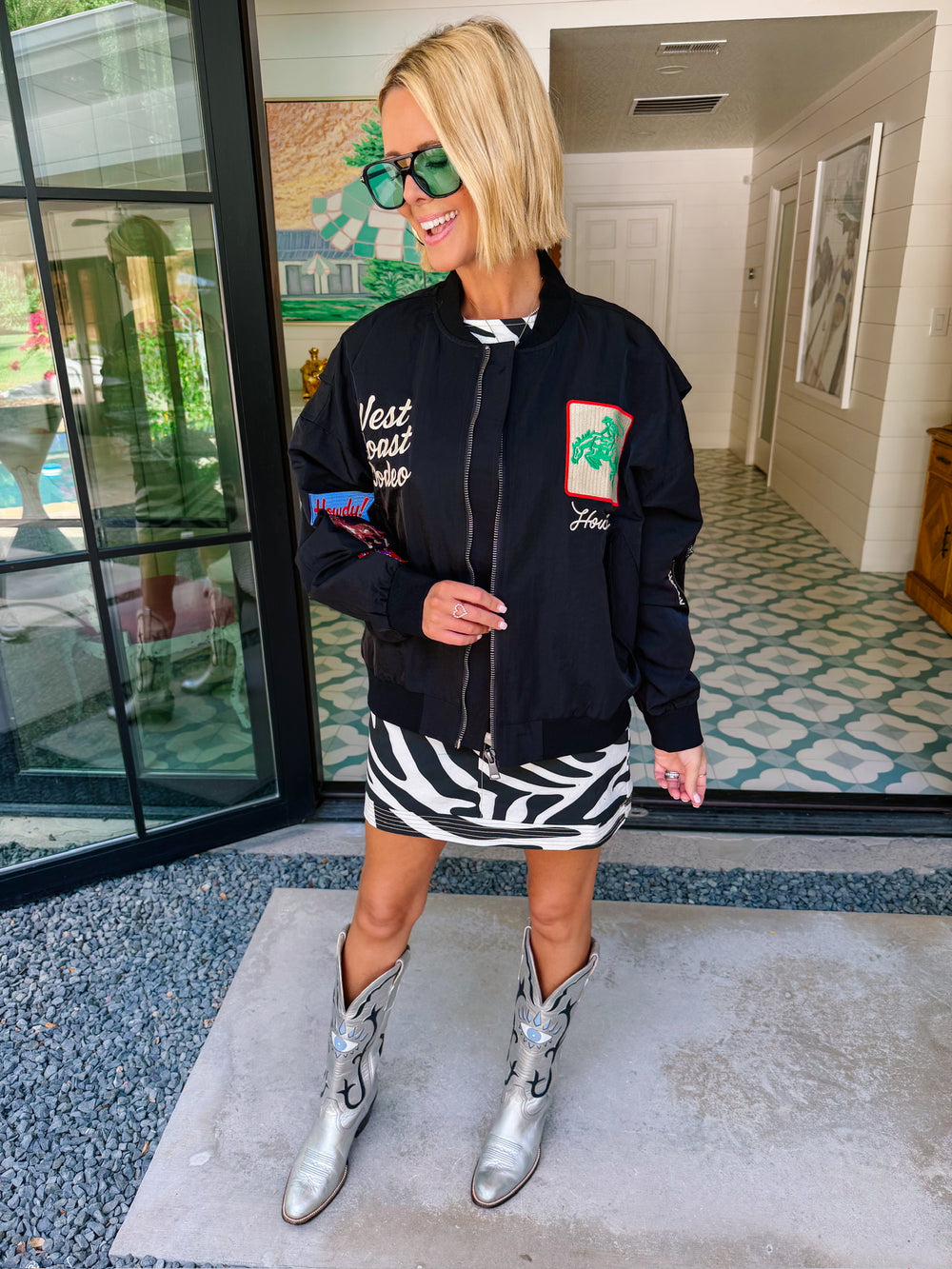 WEST COAST RODEO VARSITY BOMBER JACKET - BLACK