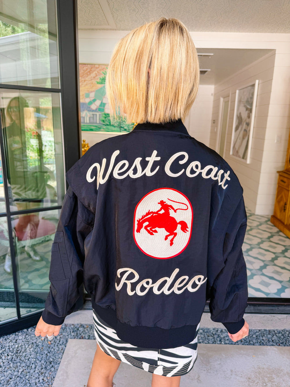 WEST COAST RODEO VARSITY BOMBER JACKET - BLACK