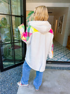 SAY IT IN COLOR PLAID SHERPA JACKET - CREAM