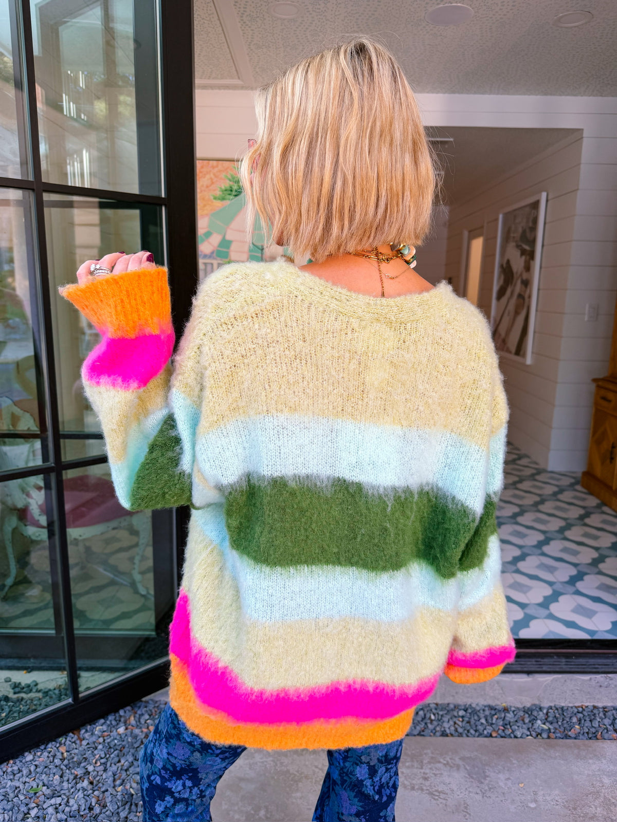 CHANGE OF SCENERY COLORBLOCK STRIPE CARDIGAN